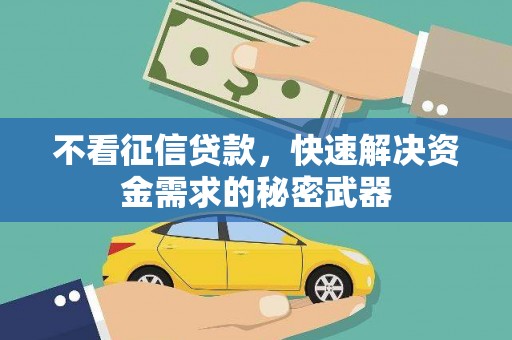 麻涌不看征信贷款，快速解决资金需求的秘密武器