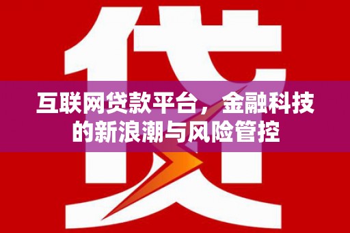 麻涌互联网贷款平台，金融科技的新浪潮与风险管控